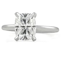 Elongated Cushion Cut Moissanite Pave Prong Engagement Ring front view