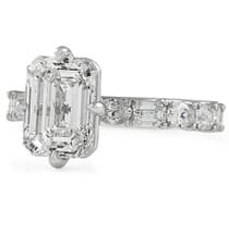 2.5 carat Emerald Cut Diamond Compass Set Engagement Ring front