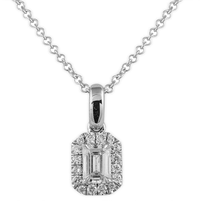 18 .925 Sterling Silver HN Jewels 1.30 Ct Emerald & D/VVS1 Diamond Halo Heart Pendant Necklace 