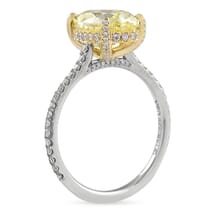 3.30 carat Oval Yellow Diamond Two-Tone Engagement Ring front view