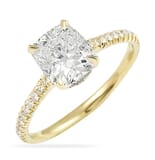 1.70 ct Cushion Cut Yellow Gold Pave Engagement Ring