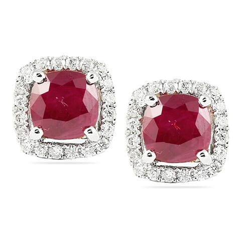 ruby diamond halo earrings