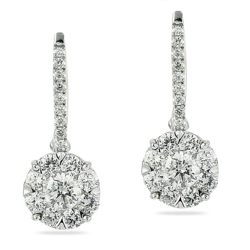 Diamond 18k White Gold Drop Earrings | Lauren B Jewelry