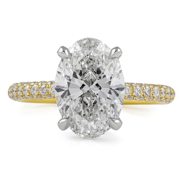 3.45 carat Oval Lab Diamond Two-Tone Three-Row Engagement Ring