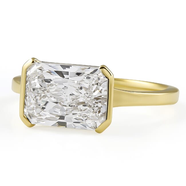 2.82 Carat Radiant Cut Lab Diamond Bezel Set Ring | Yellow Gold | by Lauren B Jewelry