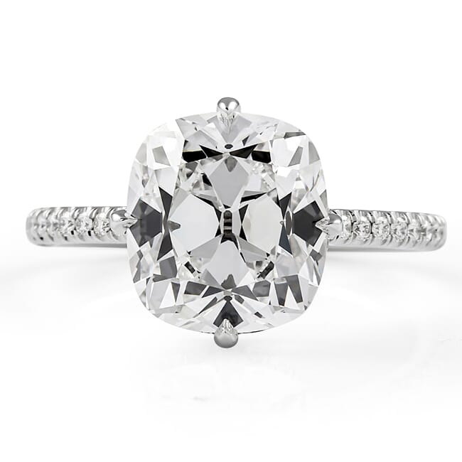 3.02 Carat Antique Cushion Lab Diamond Solitaire Engagement Ring | White Gold | by Lauren B Jewelry