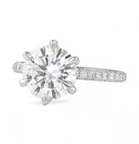 Round Moissanite Six-Prong Pave Engagement Ring