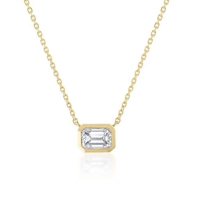 18k Emerald Cut Diamond Pendant | Lauren B Jewelry