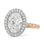 1.80 Carat Oval Diamond Halo & Bezel Band Engagement Ring