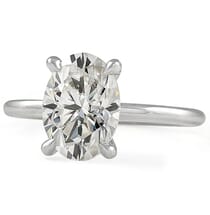 Oval Moissanite Pave Prong Solitaire Engagement Ring white gold front view