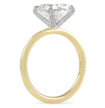2.8 carat Cushion Cut Diamond Pave Prong Ring front view yellow and white gold