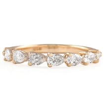 East-West Pear Shape Diamond Wedding Band front view