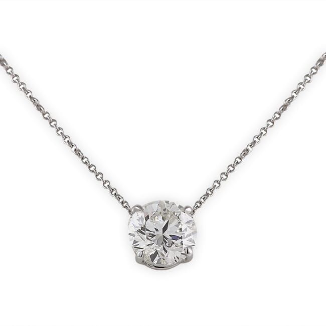 diamond round cut necklace