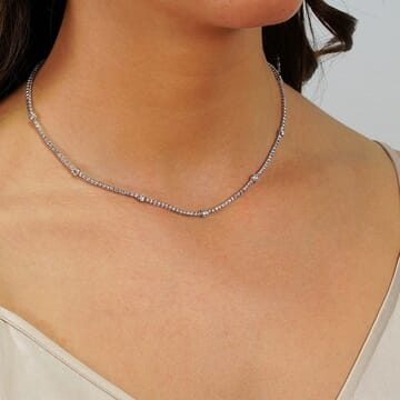 5.30 ct Diamond Tennis Necklace with Seven Larger Stones