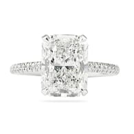 ELONGATED RADIANT CUT DIAMOND MICROPAVE ENGAGEMENT RING