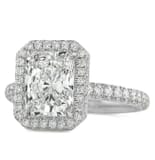 2.62 carat Radiant Cut Diamond Halo Three Row Engagement Ring