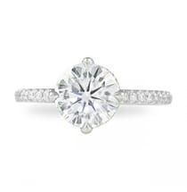 Round Moissanite Compass Prong Engagement Ring 